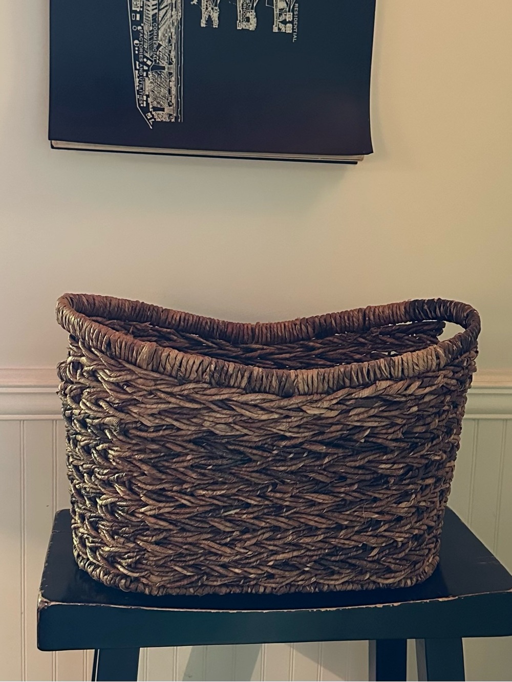 Large Woven Basket with handles • like new • substantial